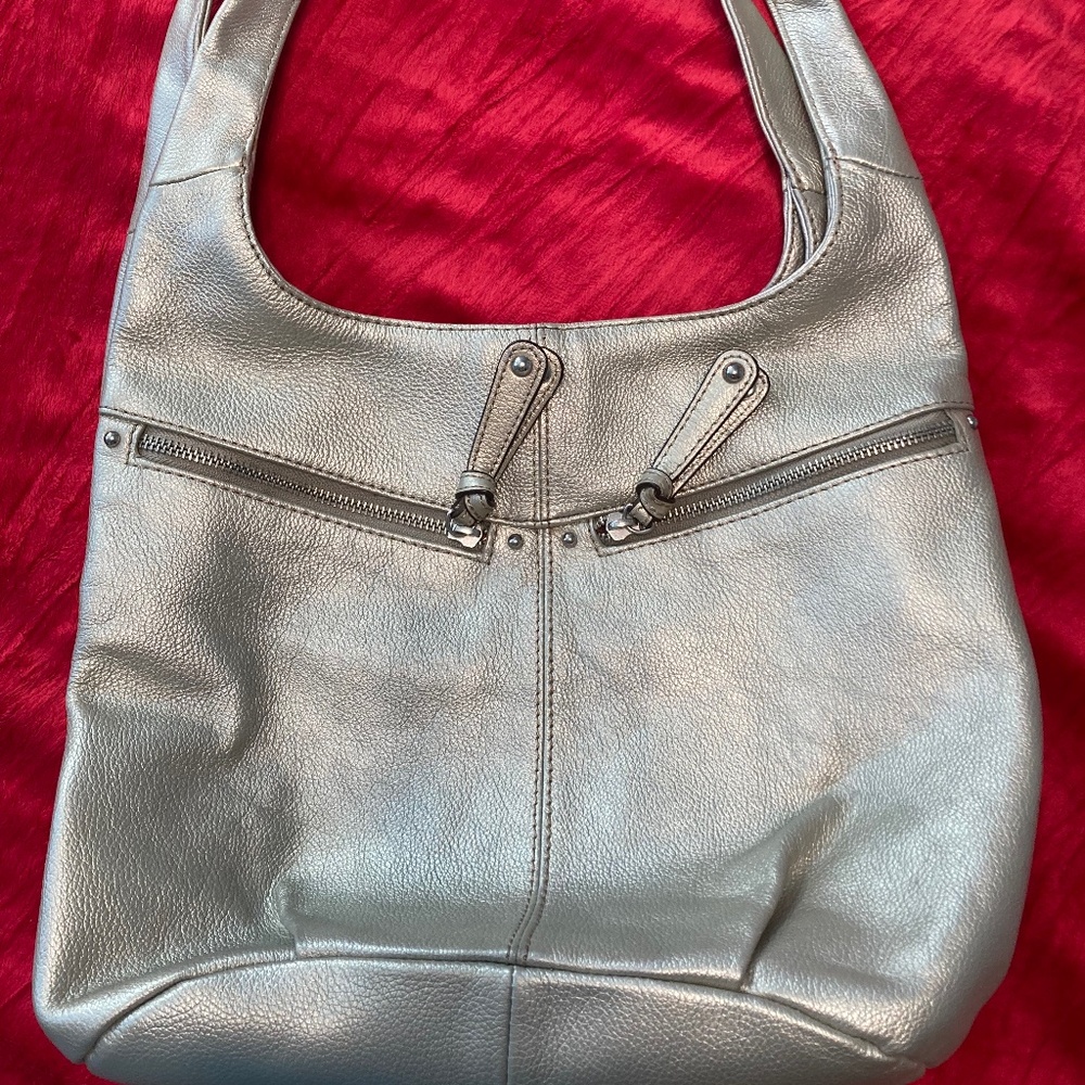 Tignanello gold metallic handbag